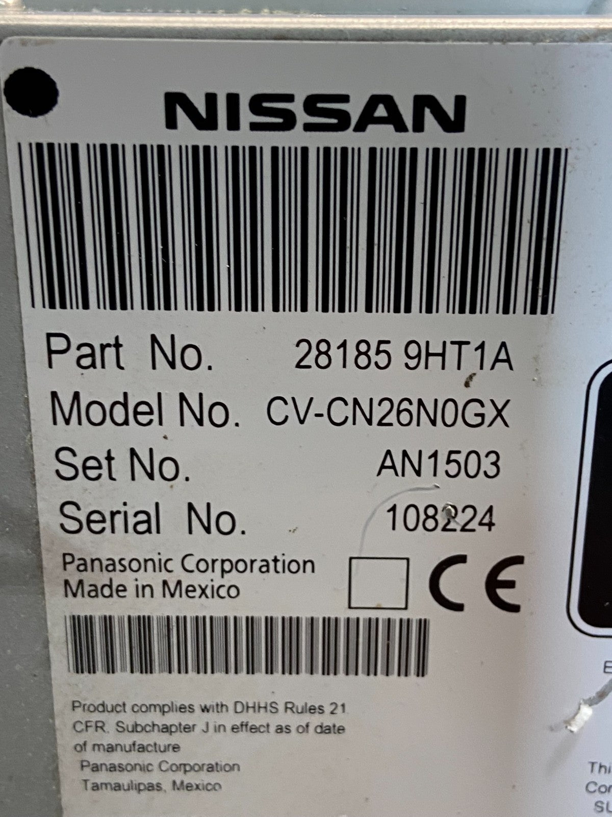 2016 2017 Nissan Altima Radio Screen Receiver AM-FM CD Player AG1534 DW6