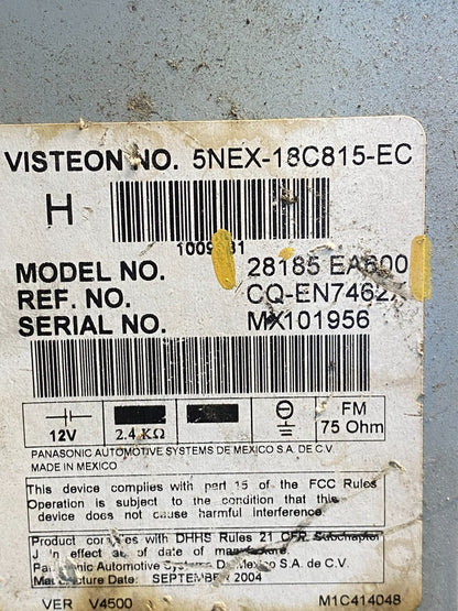 2005 Nissan Pathfinder Am Fm Cd Player Radio Receiver AG6038 DG6