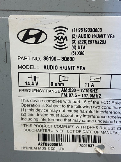 2012 to 2014 Hyundai Sonata Radio CD Player Screen Display AF9413 DW6