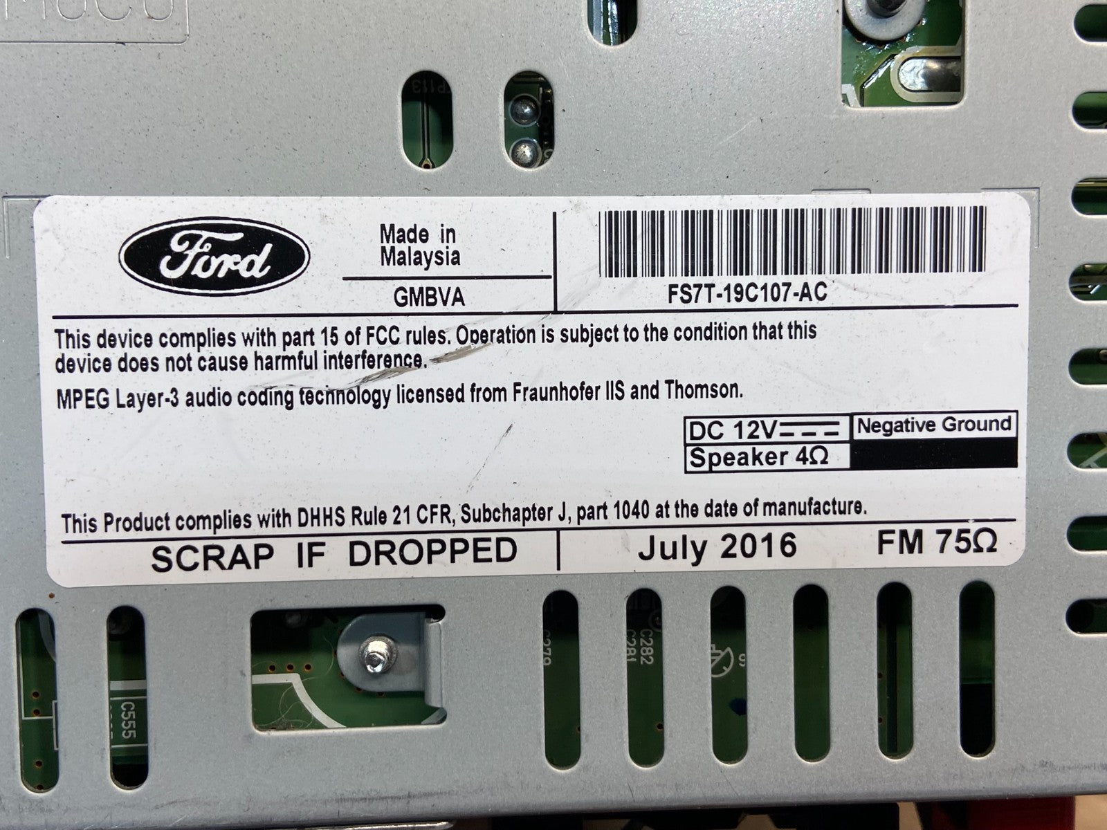 2016 to 2019 Ford Fusion Radio CD Player Reciver ae2273 DG6