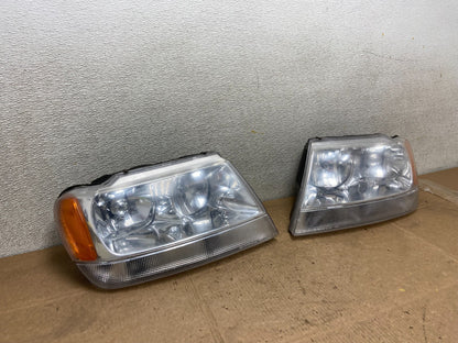 1999 - 2004 Jeep Grand Cherokee Left+Right Set Halogen Headlights Y5921 DG2