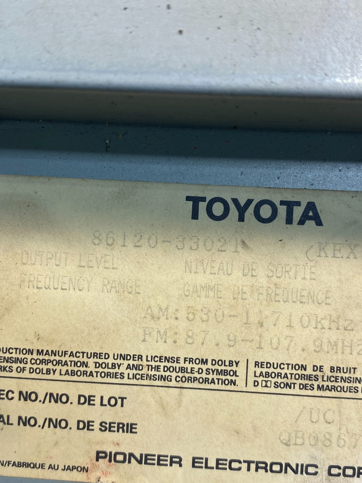 1992 1996 Lexus Es300 Radio Receiver Tape Casette Climate Control AE7408 DG6