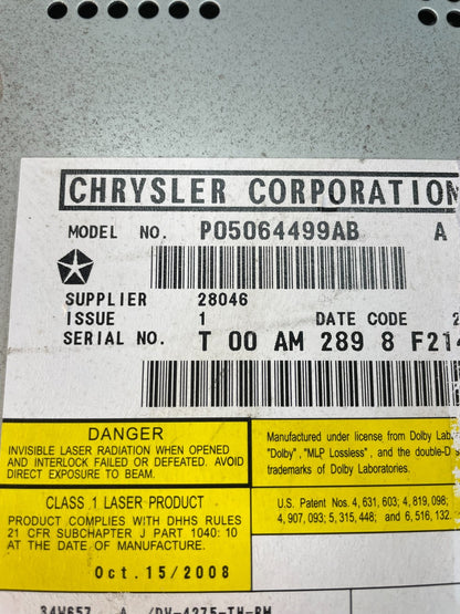 2009 2010 2011 Volkswagen Routan Video DVD Player AC4924 DG7