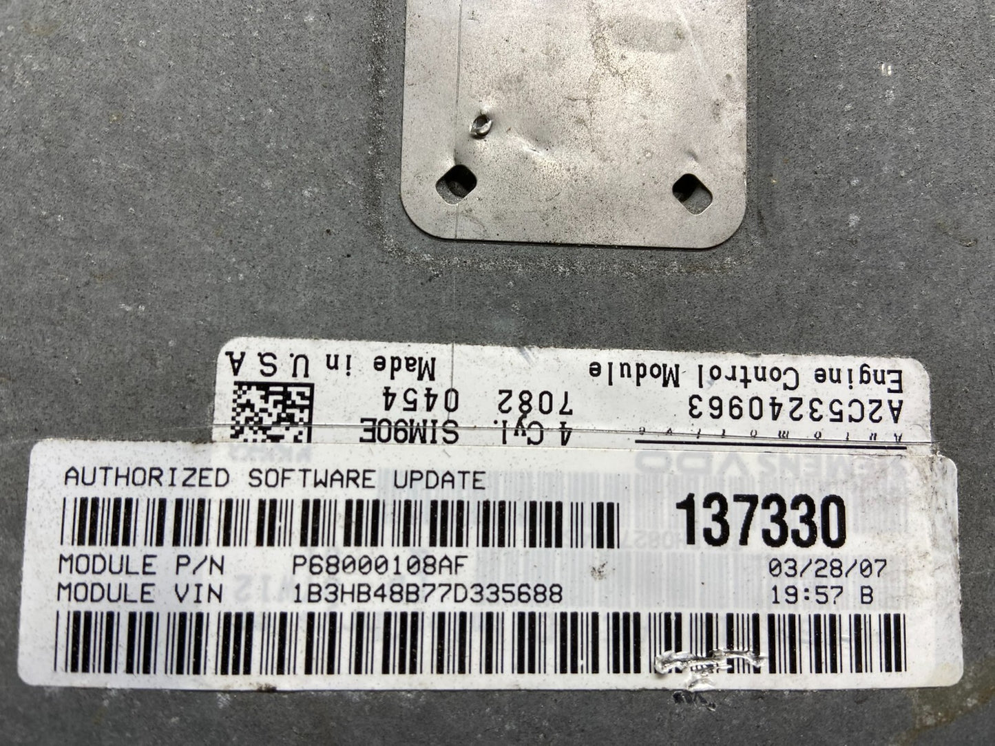 2007 Dodge Caliber Computer Brain Engine Control ECM P68000108AF L0916 DG2