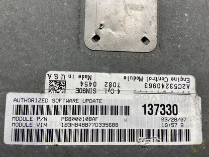2007 Dodge Caliber Computer Brain Engine Control ECM P68000108AF L0916 DG2