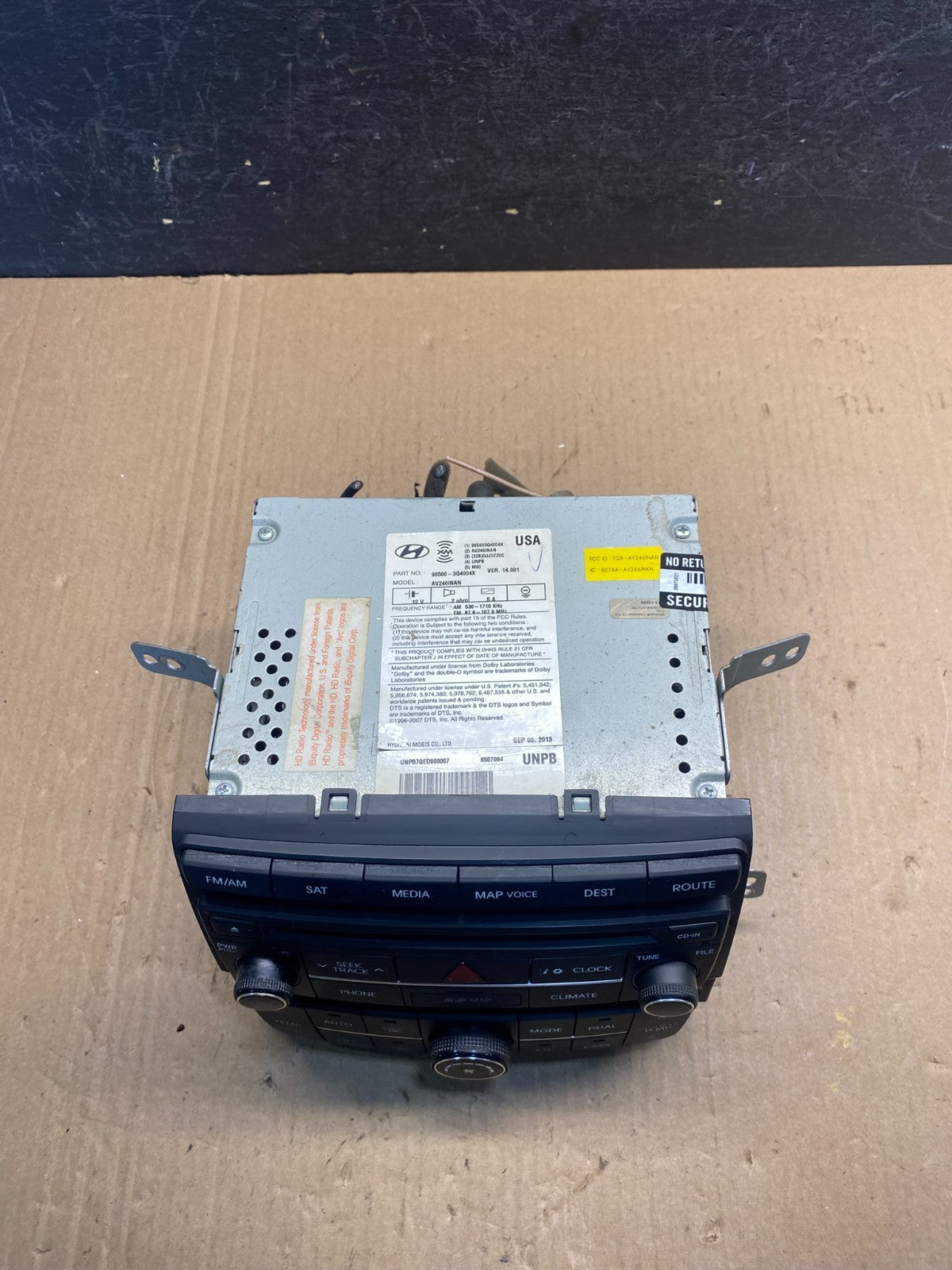 2014 Hyundai Sonata Radio CD Player Climate Control AE6383 DW3