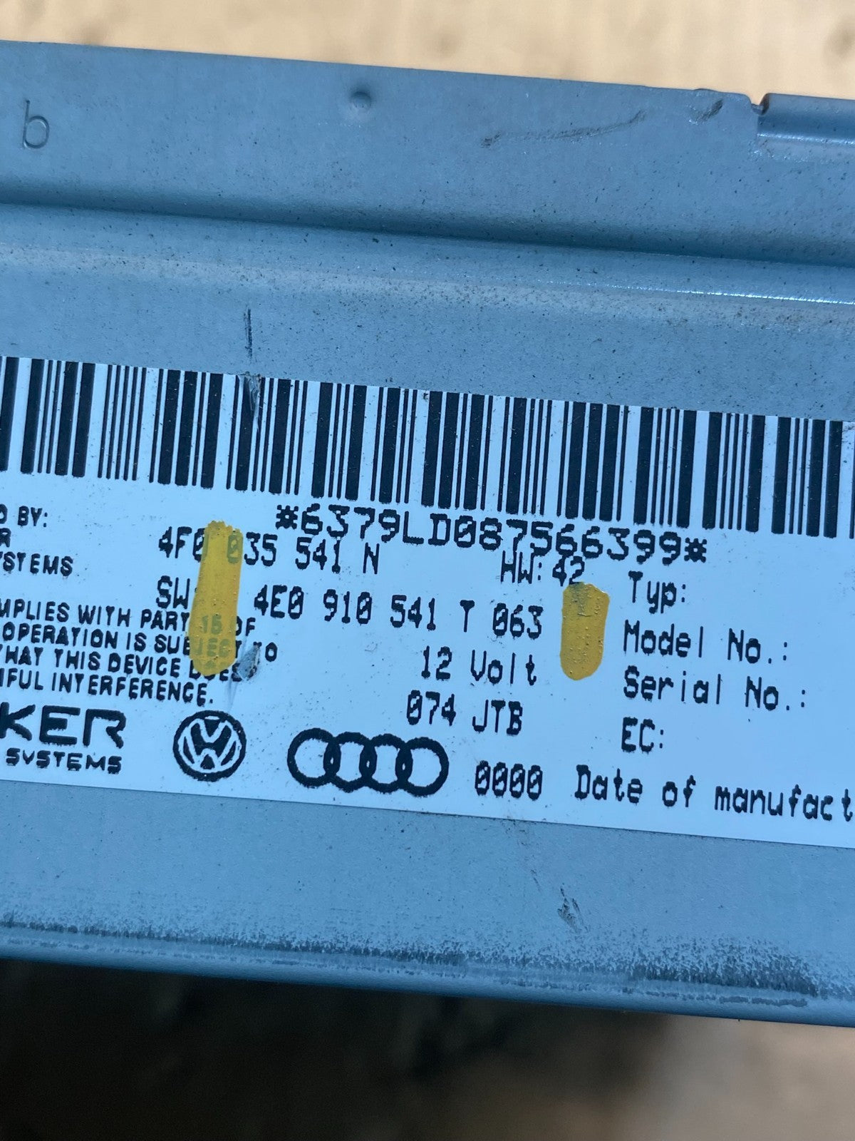 2008 - 2012 Audi A4 Radio Receiver Audio Control Module 3 Pcs Set AC79332