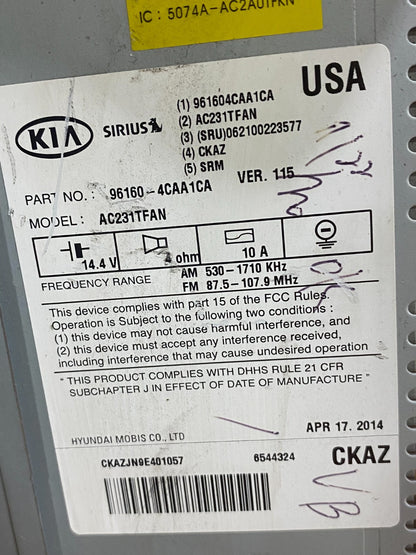 2014 2015 Kia Optima Am Fm Cd Player Radio Receiver AG9481 DG6