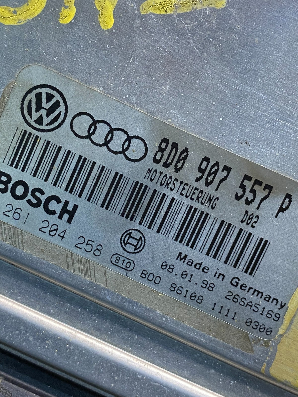 1998 to 2000 Audi A4 1.8L Engine Computer Ecu Pcm Ecm Pcu AH9597 DG2