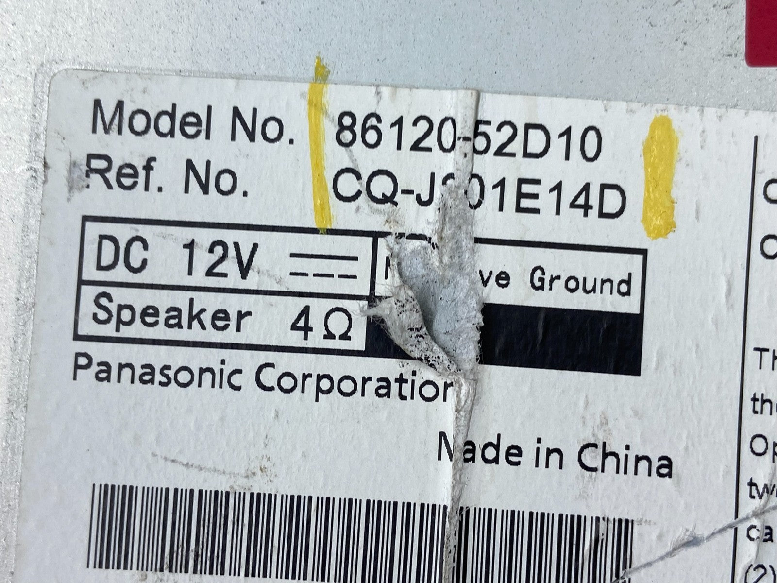 2012 to 2013 Toyota Prius OEM Radio Single CD Player Receiver U6037 DG5