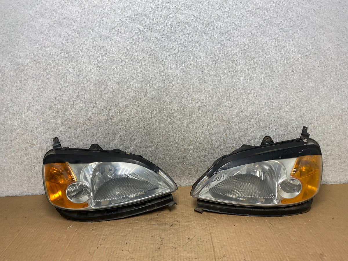 2001 - 2003 Honda Civic Coupe Headlights Halogen Left+Right Side AI8167 DW0