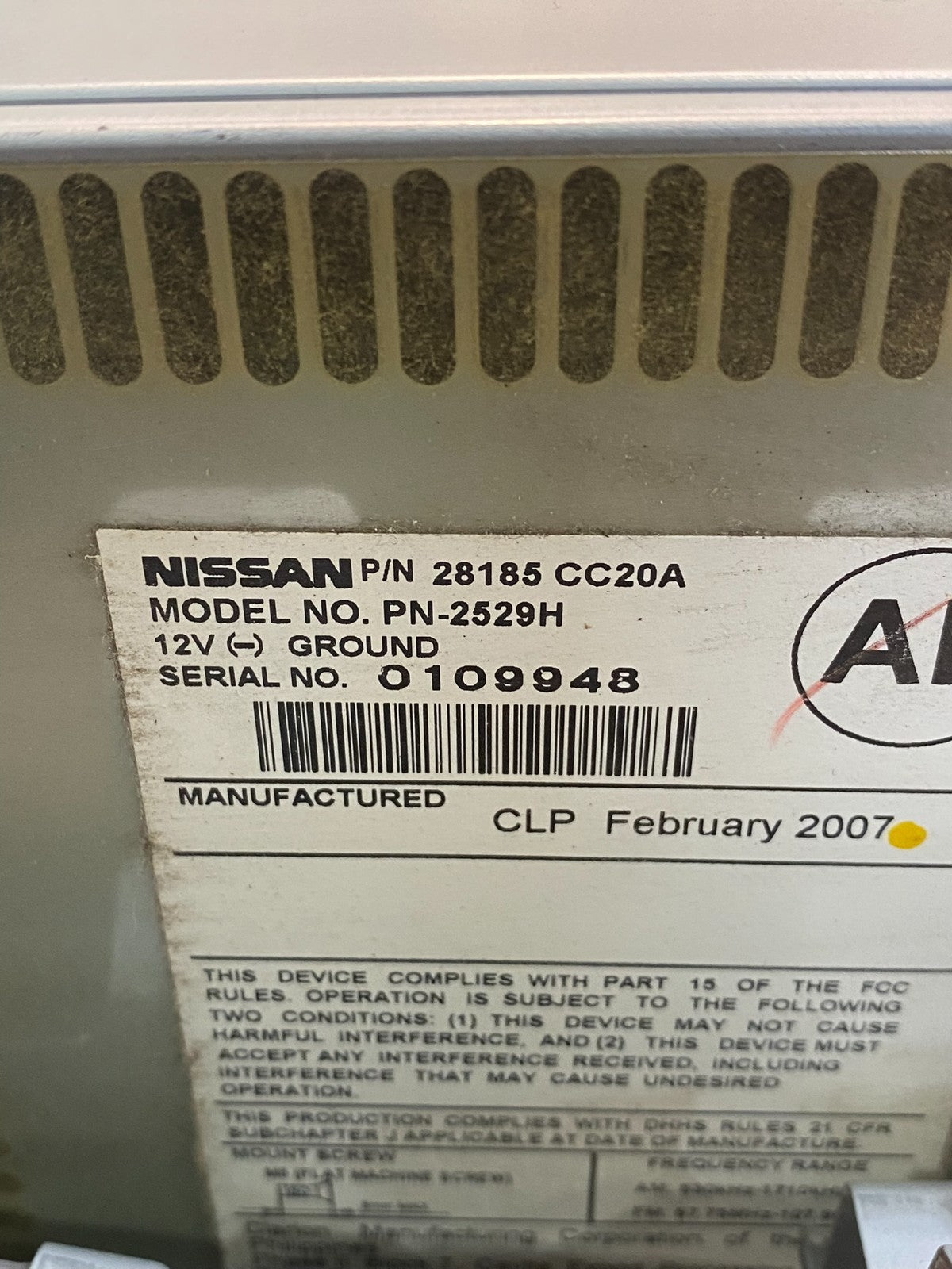 2006 - 2007 Nissan Murano AM FM Radio CD Climate Control Panel AC6871 DG6