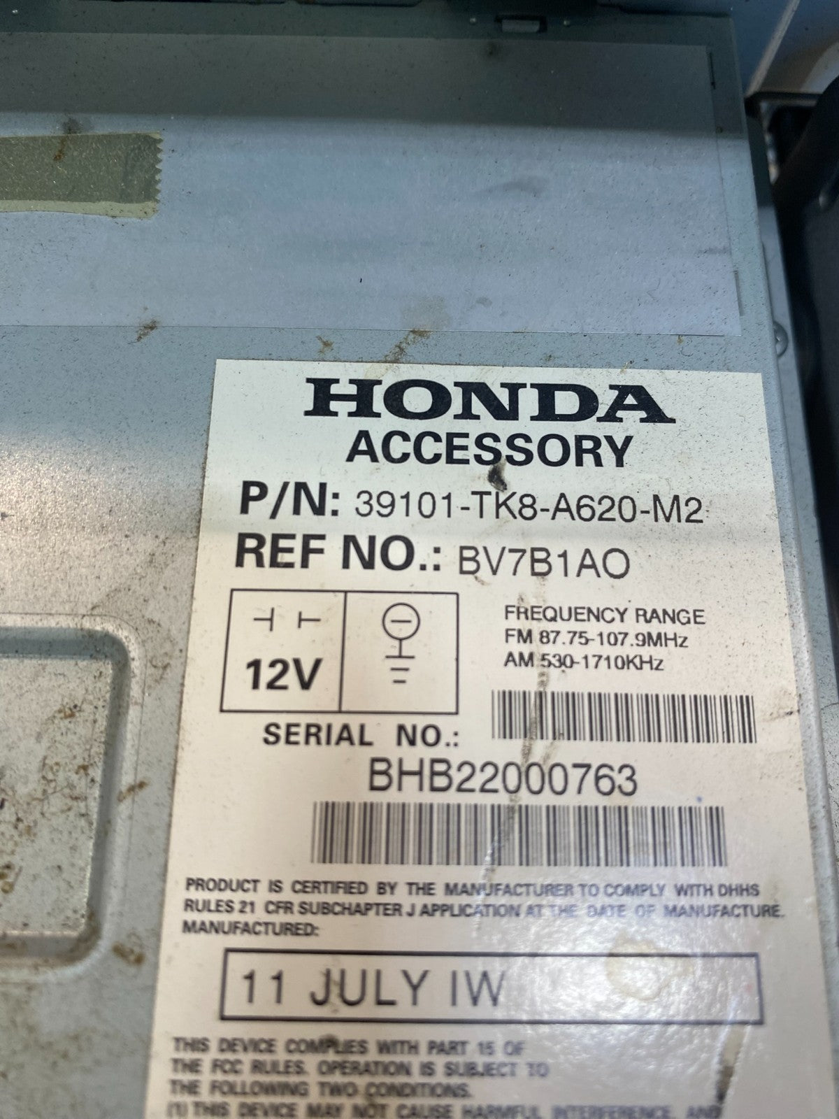 2011 to 2013 Honda Odyssey Radio AM/FM Control Panel AD9632 DG6