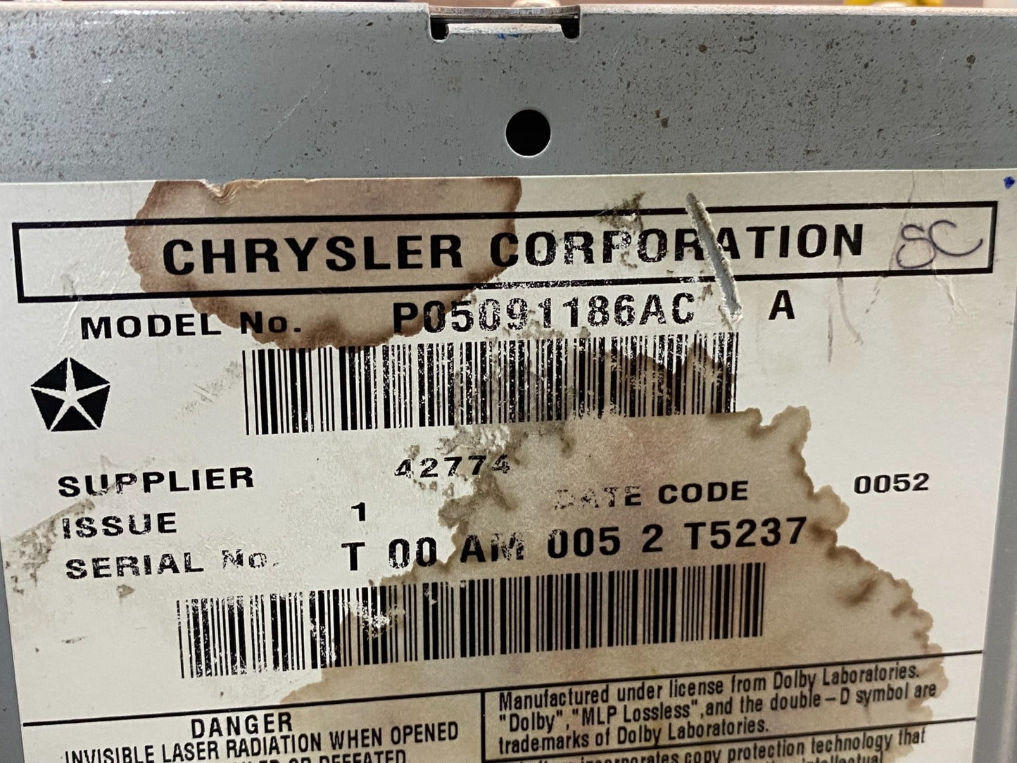 2011 2018 Jeep Dodge Chrysler Screen Display CD Player Satellite Radio AD9875 DG6