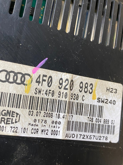 2008 - 2011 Audi A6 Speedometer Cluster Bezel W/ Radio Screen Z0175 DG6