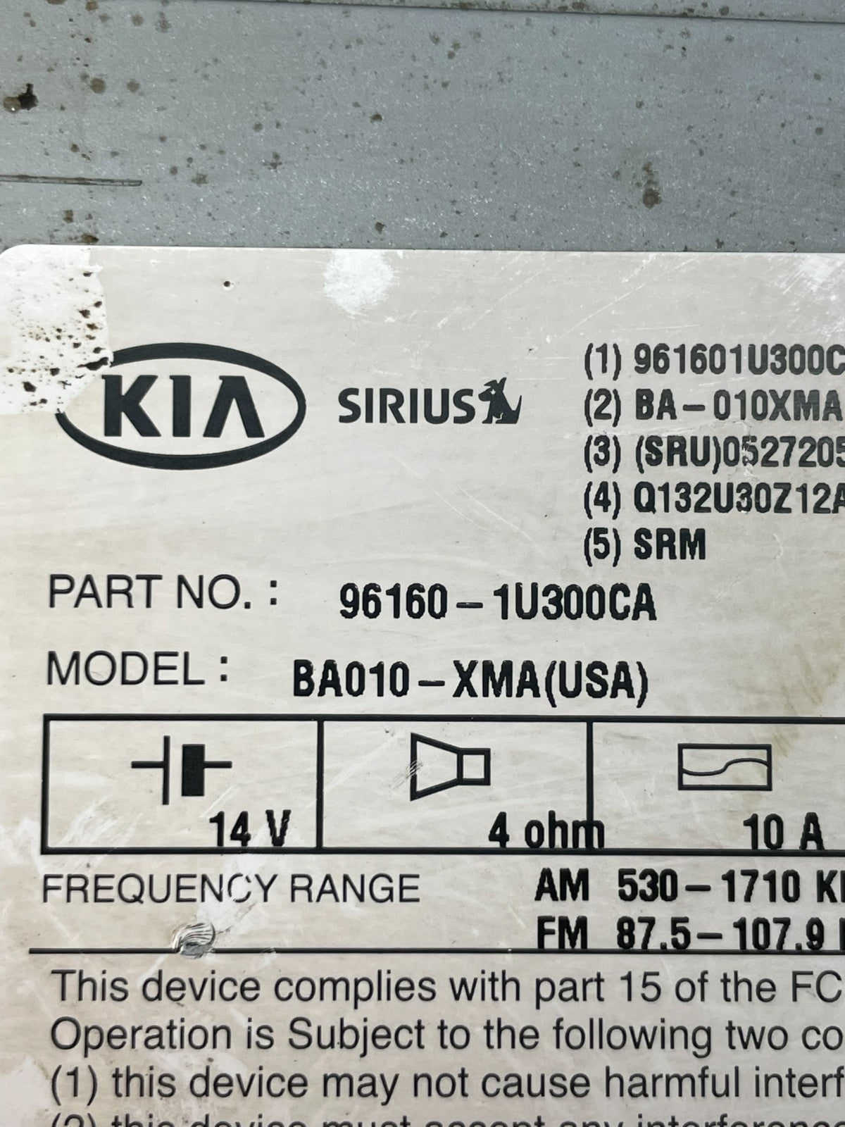 2011 2012 2013 Kia Sorento Sirius AM/FM CD Radio Screen Display AD5930 DG8