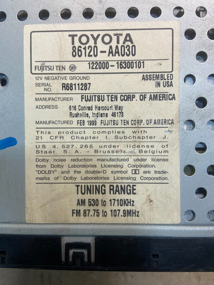 1999 2000 Toyota Camry Radio AM/FM CD Player Y7605 DG6