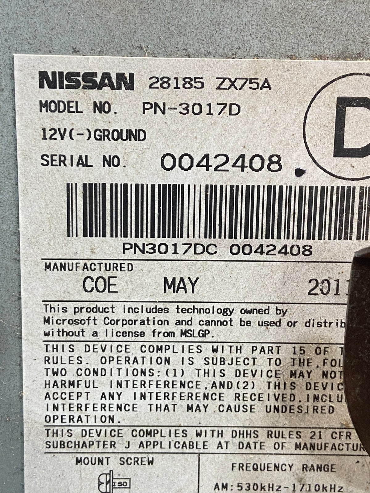 2009 2014 Nissan Maxima Radio Panel Climate Control Bezel Trim AE4528 DG6