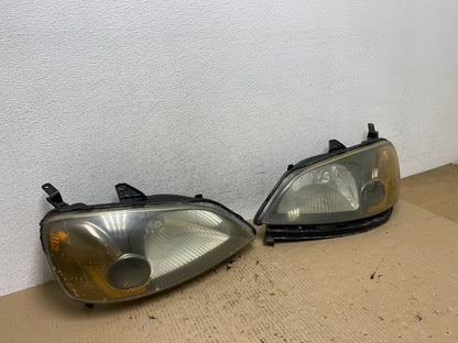2001 - 2003 Honda Civic Coupe Headlights Halogen Left+Right Side AF6003 DW2