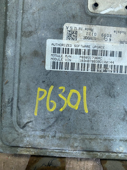 2009 Dodge Caliber Engine Computer Module ECM ECU P68031736AC P6301 DG4