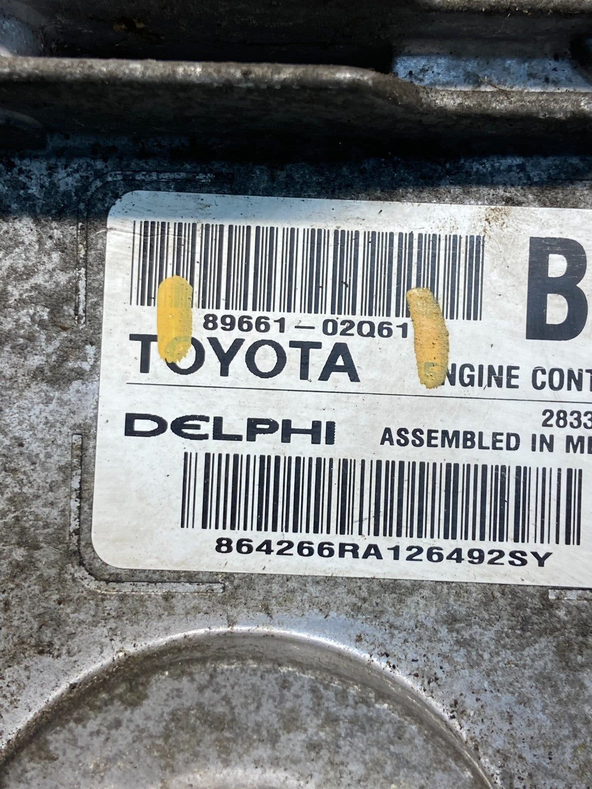 2011 to 2012 Toyota Corolla Engine Control Computer ECU PCM AD2986 DG2