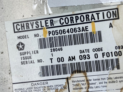 2008 to 2012 Chrysler Town Country DVD Player Receiver AE1694 DG5