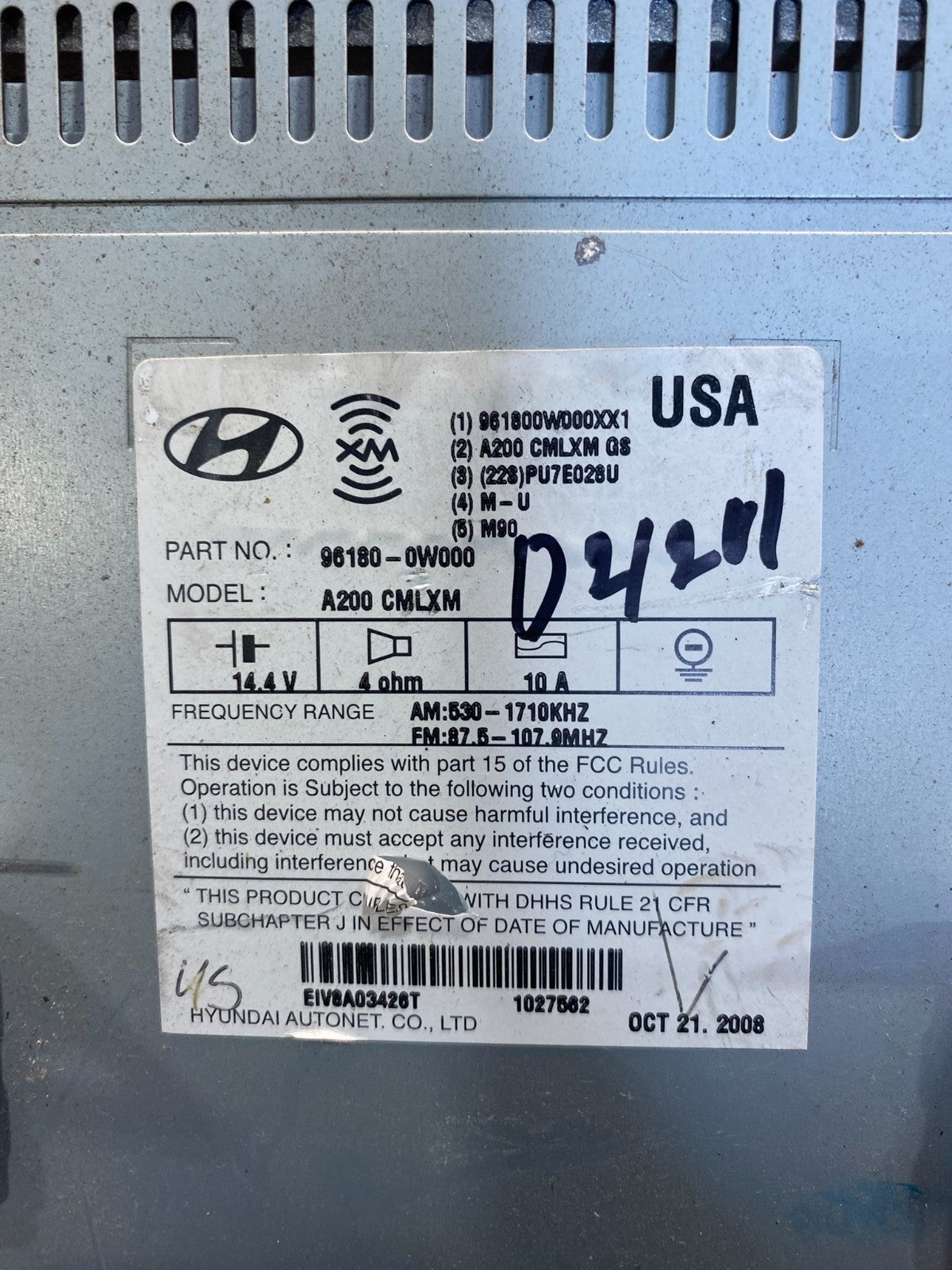2007 to 2009 Hyundai Santa Fe AM/FM Radio CD Player Oem aa7506 DG7