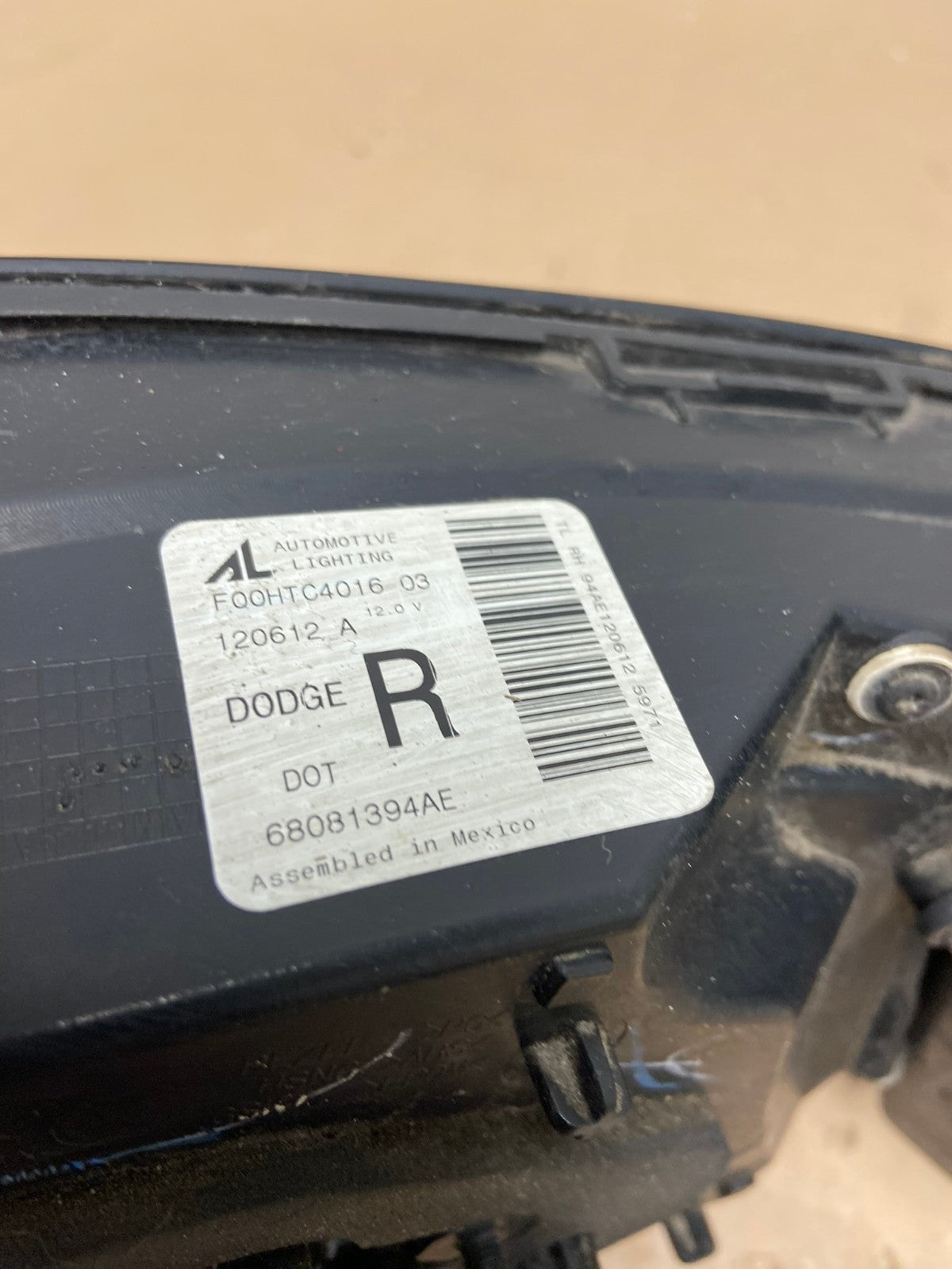 2013 2014 2015 2016 Dodge Dart Right Passenger Rh Side Tail Light AE7166 LK6