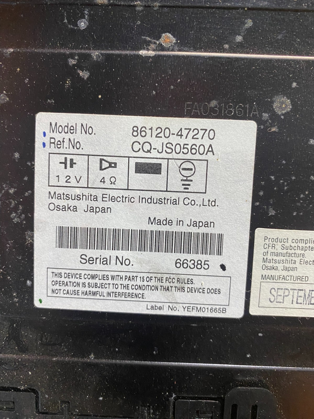 2006 to 2009 Toyota Prius Radio AM/FM CD Player AC8948 DG6