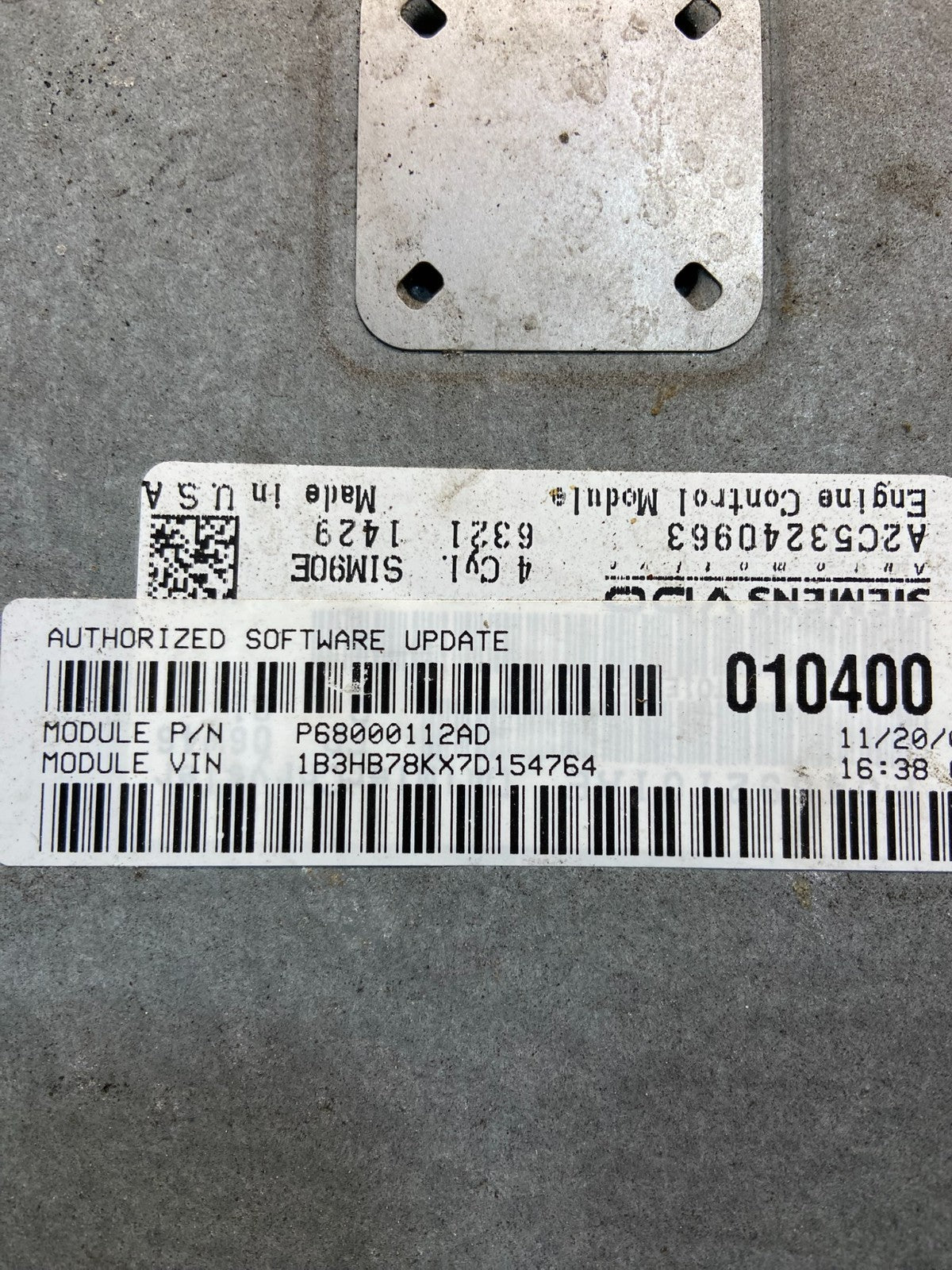2007 to 2010 Dodge Caliber ECM Engine Computer Module ECU z2066 DG5