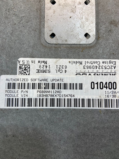 2007 to 2010 Dodge Caliber ECM Engine Computer Module ECU z2066 DG5
