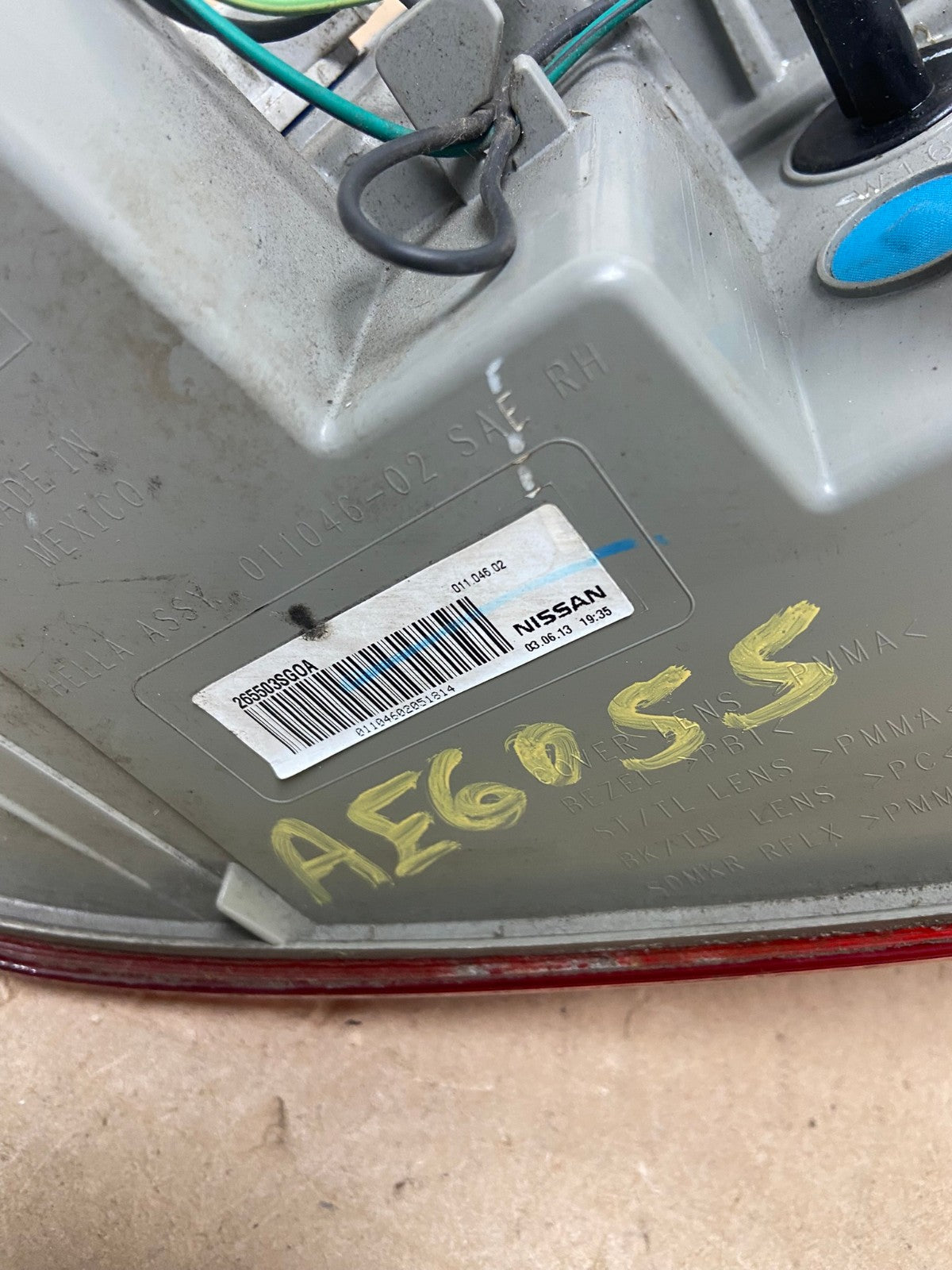 2013 2014 2015 Nissan Sentra Led Right Passenger Side Tail Light AE6055 LK6