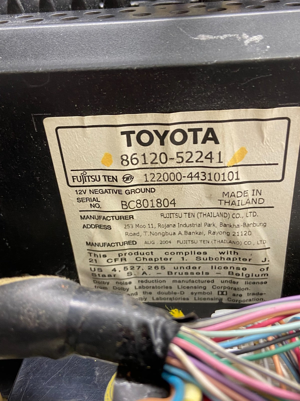 2003 - 2005 Toyota Rav4 Am Fm Cd Player Radio Receiver AI6260 DG5