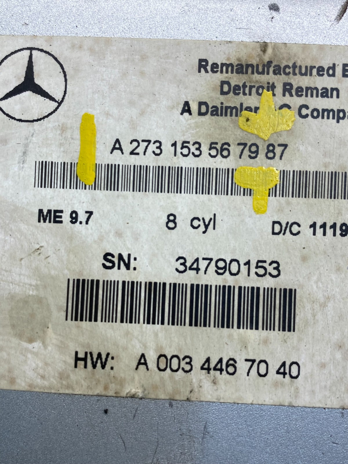 2007 - 2011 Mercedes CL550 S550 ECU ECM Engine Control Module Unit ae9909 DG2