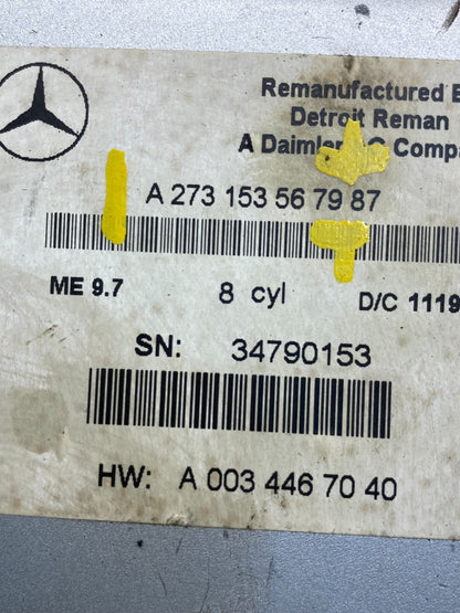 2007 - 2011 Mercedes CL550 S550 ECU ECM Engine Control Module Unit ae9909 DG2