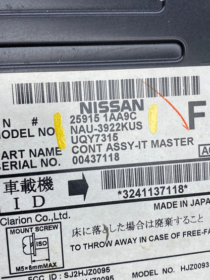 2009-2012 Nissan Murano AM FM CD Player Radio Receiver OEM V7342 DG5