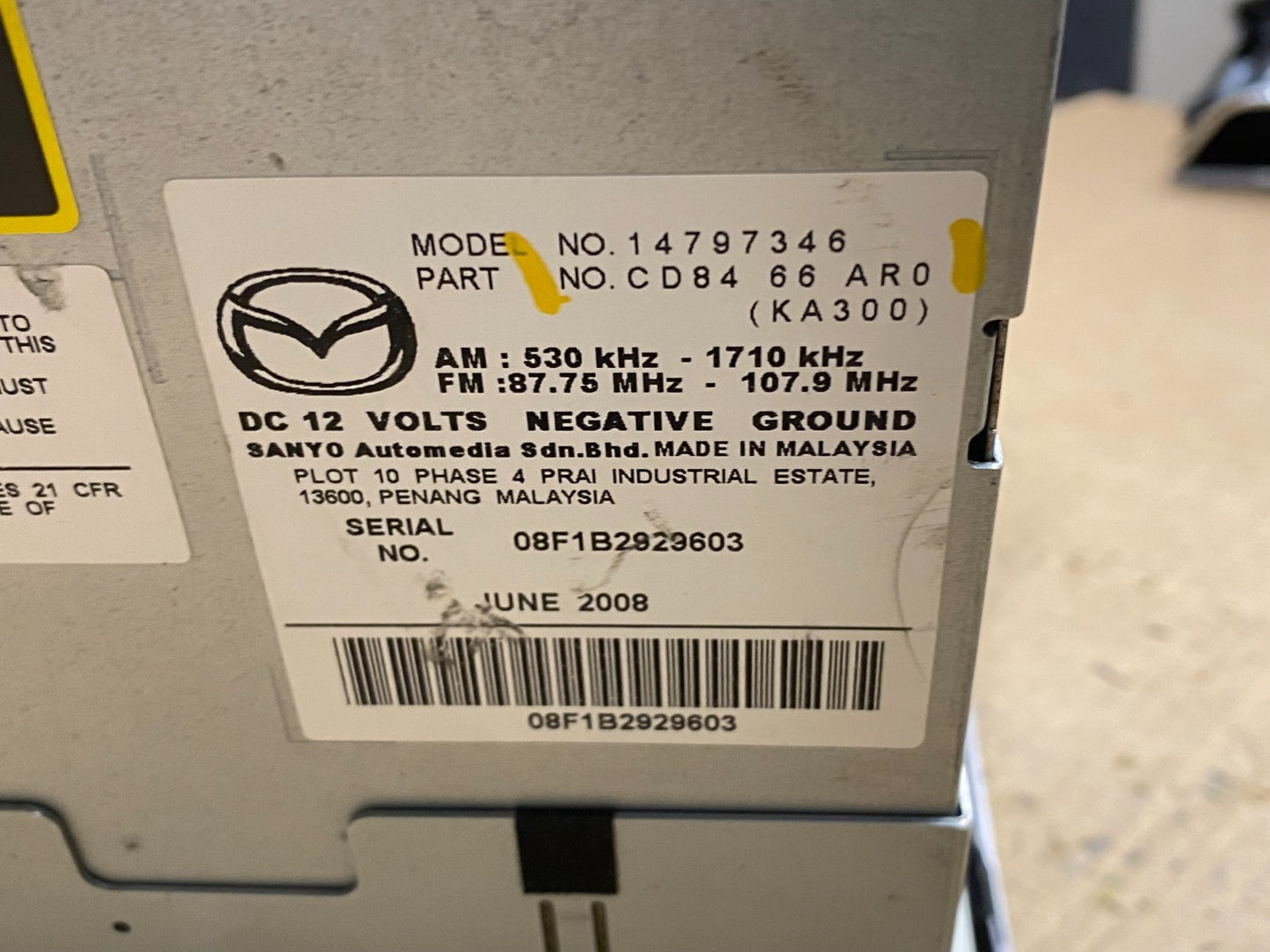 2008-2010 Mazda 5 AM FM 6 Disc CD Player Stereo Radio w9765 DG7