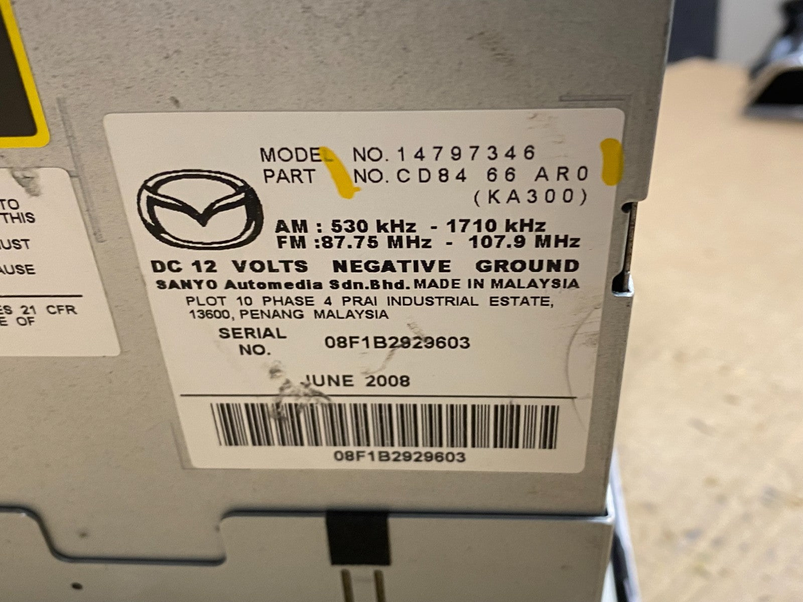 2008-2010 Mazda 5 AM FM 6 Disc CD Player Stereo Radio w9765 DG7
