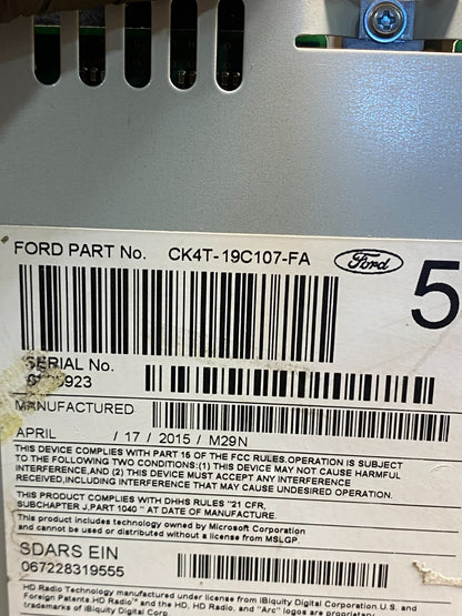 2015-2016 Ford Transit 150 250 350 Radio Receiver ID CK4T-19C107-FA af7871 DG6