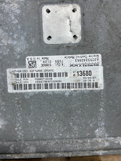 2007 2010 Dodge Caliber Computer Brain Engine Control p68027191ab H6461 PS3
