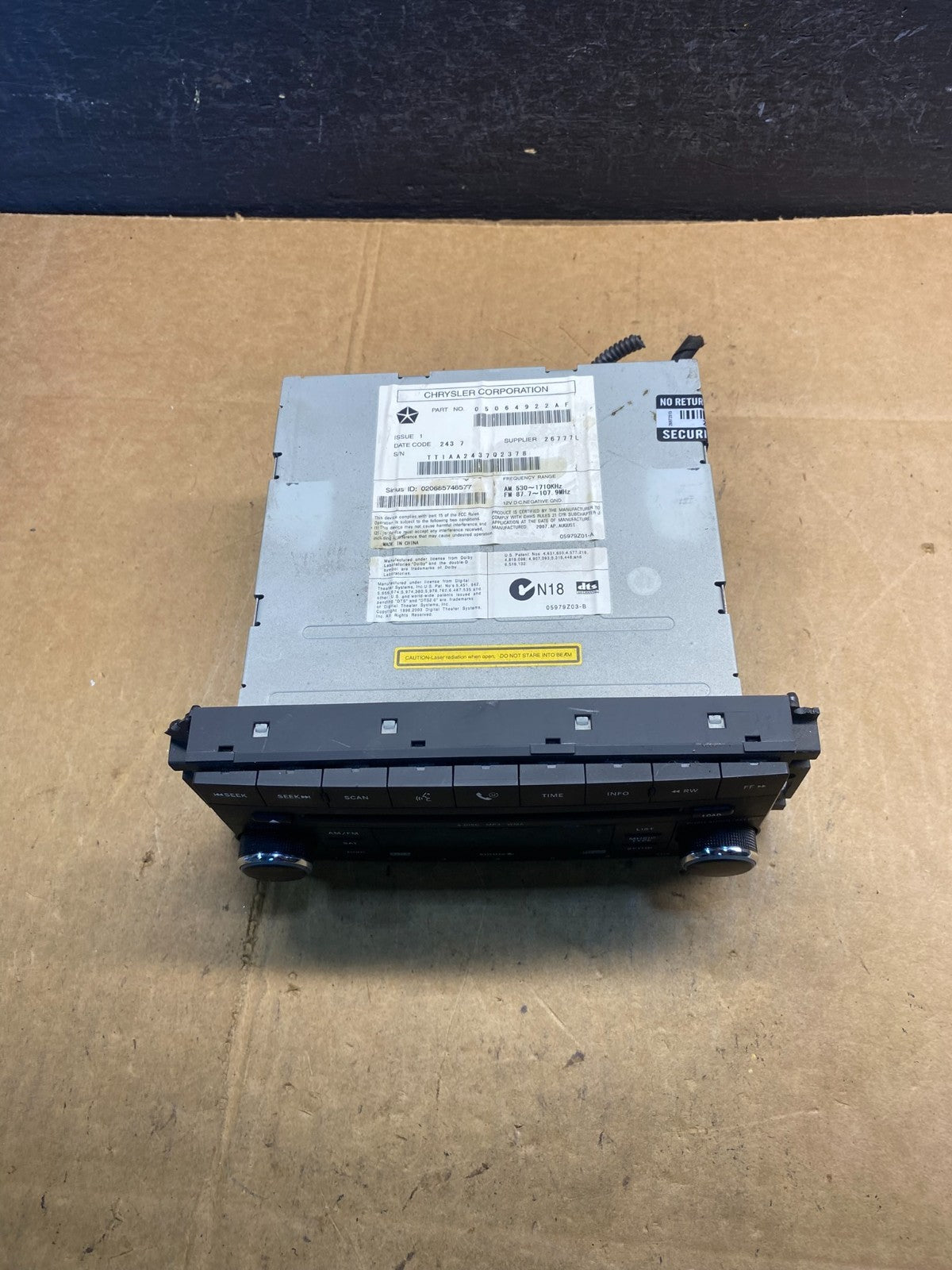 2007-2012 Chrysler Dodge Jeep Ram Radio CD MP3 AUX Receiver ad4981 DG3