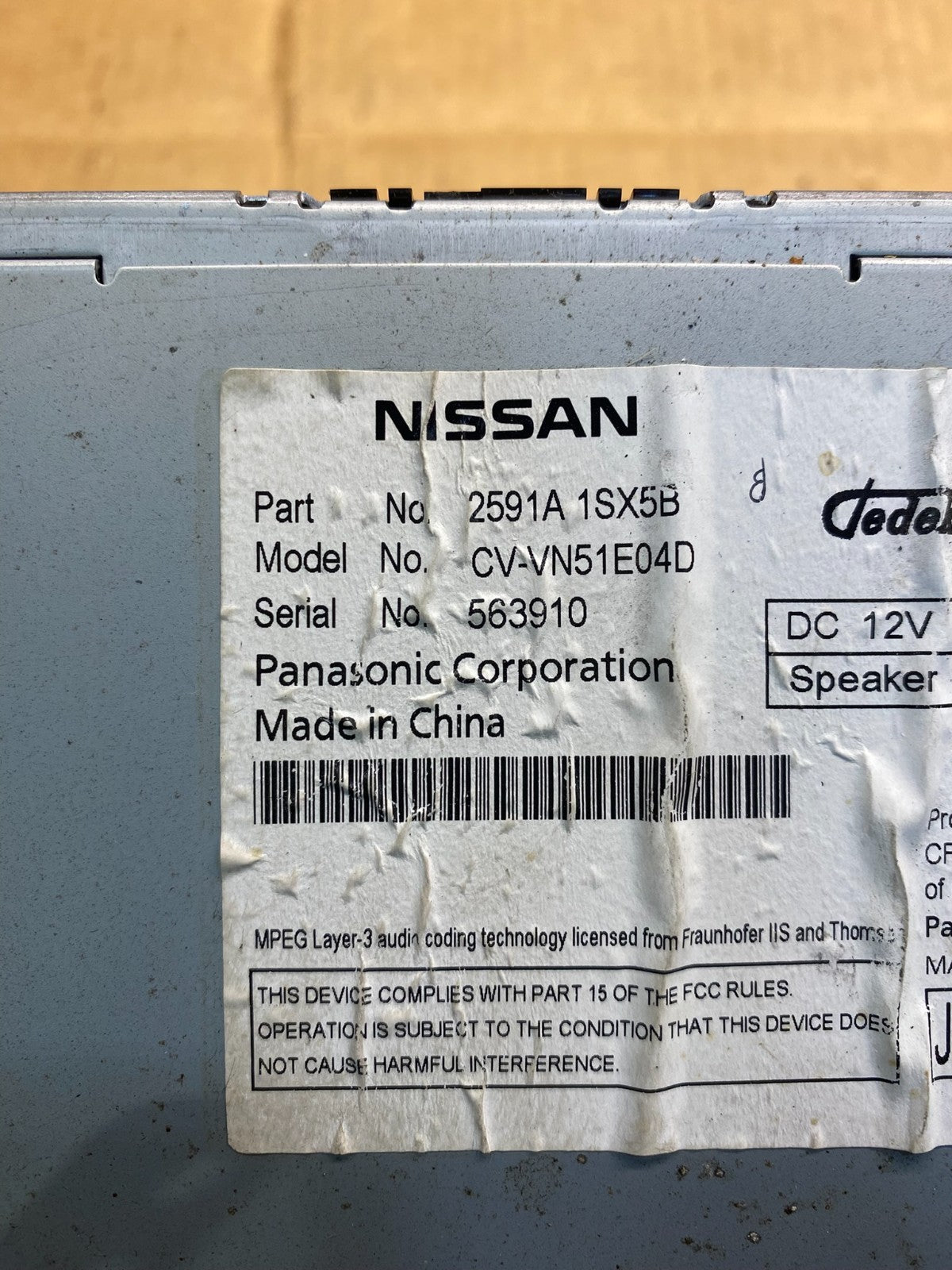 2011 - 2013 Nissan Murano AM/FM Radio CD Player Receiver AD3600 DG6