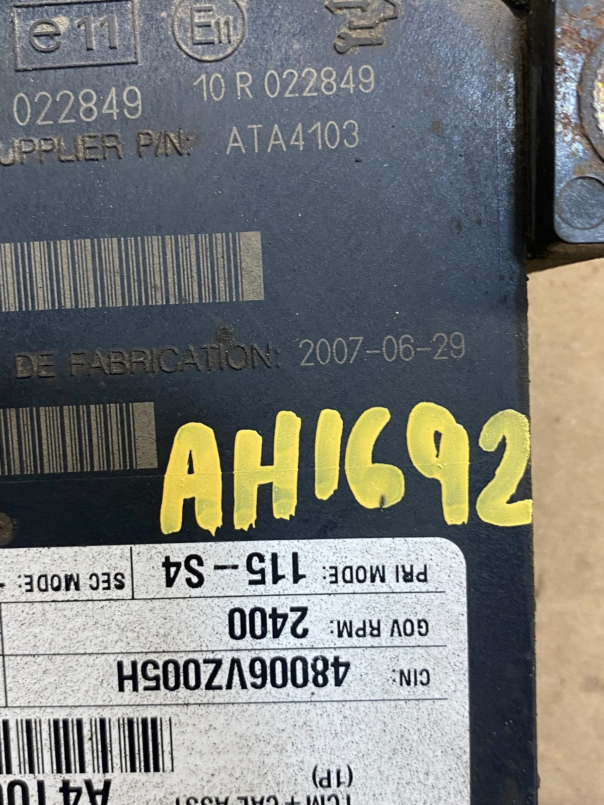 Allison Transmission Control Module 29545322 AH1692 DG3