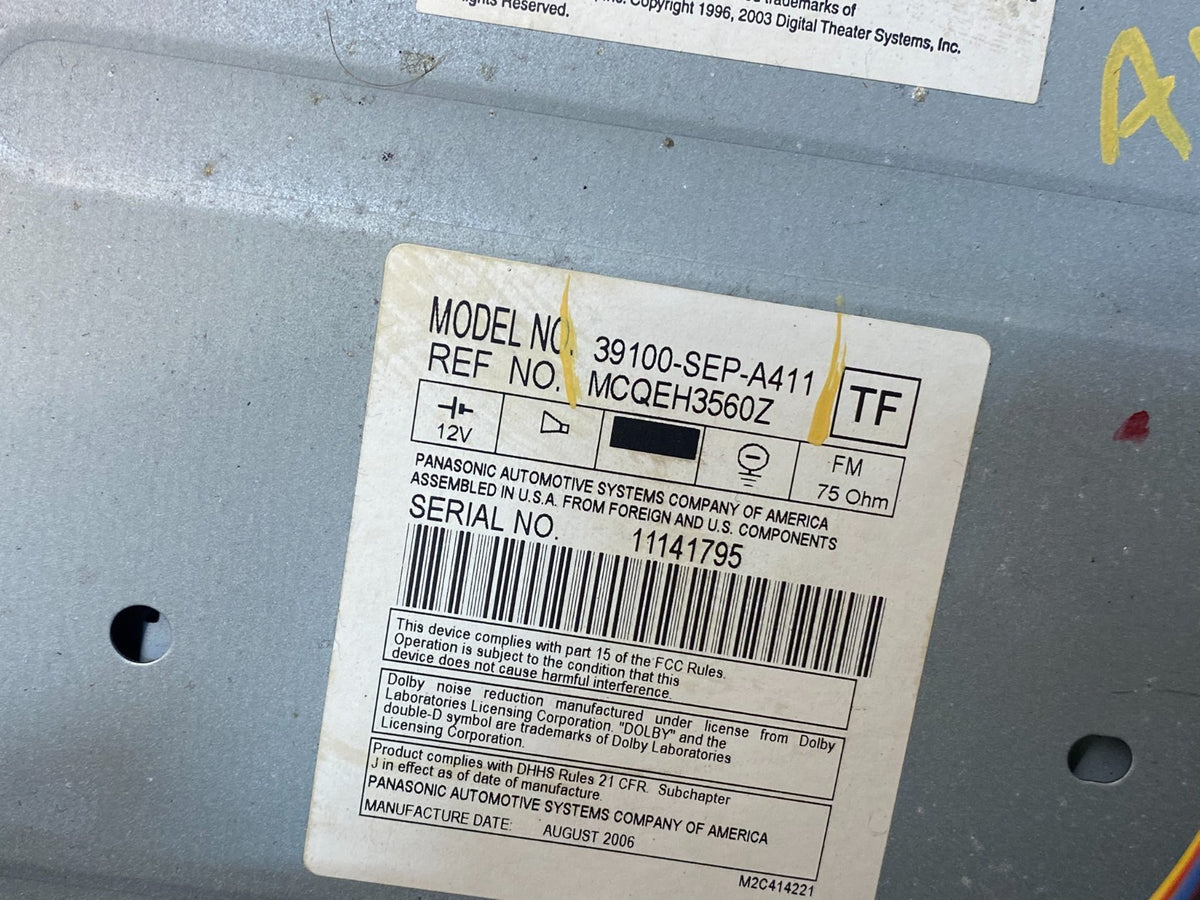 2004 2006 Acura TL CD Screen Player Radio Climate Control AI7694 DG5