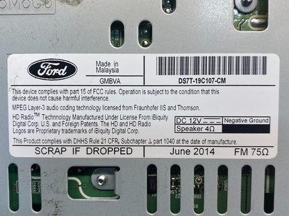 2016 Ford Fusion Radio Audio Receiver AM FM CD MP3 ag0811 DG6