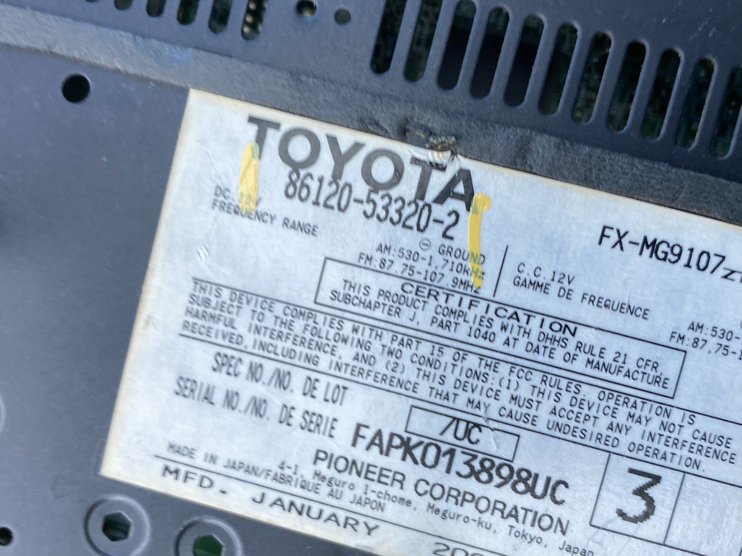 2009 to 2011 Lexus IS250 Screen Radio AM-FM CD Tuner Head Unit OEM AC4740 DG9