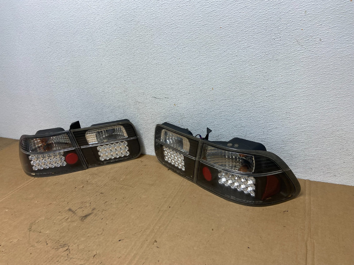 1992-1995 Honda Civic 2/4Dr Black Clear LED Tail Lights Lamps Left+Right AD28311