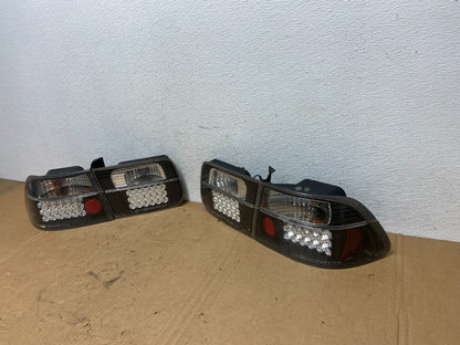 1992-1995 Honda Civic 2/4Dr Black Clear LED Tail Lights Lamps Left+Right AD28311