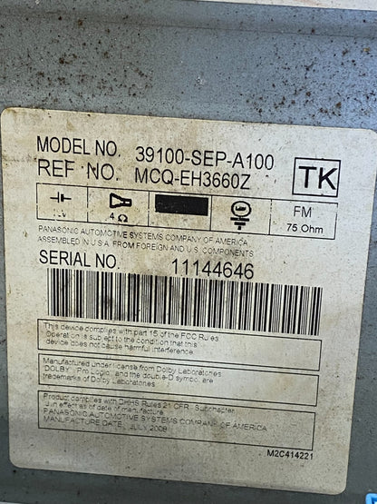 2007 2008 Acura TL Screen Display Navigation Radio Climate Control OEM AA3052 DG8