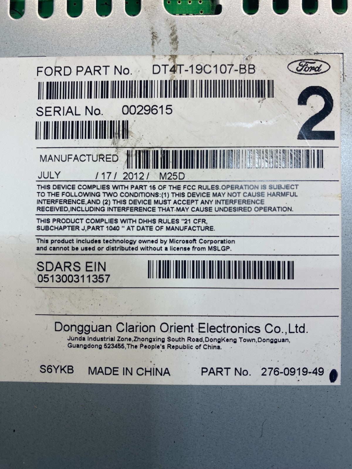 2013 to 2014 Ford Edge AM/FM Radio Reciever OEM aa3128 DG6